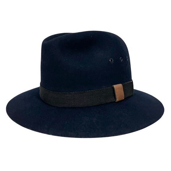 Kenwood Men’s Vintage Hat 100% Wool Fedora Navy Blue with Band Lined Size 7 - Picture 2 of 11